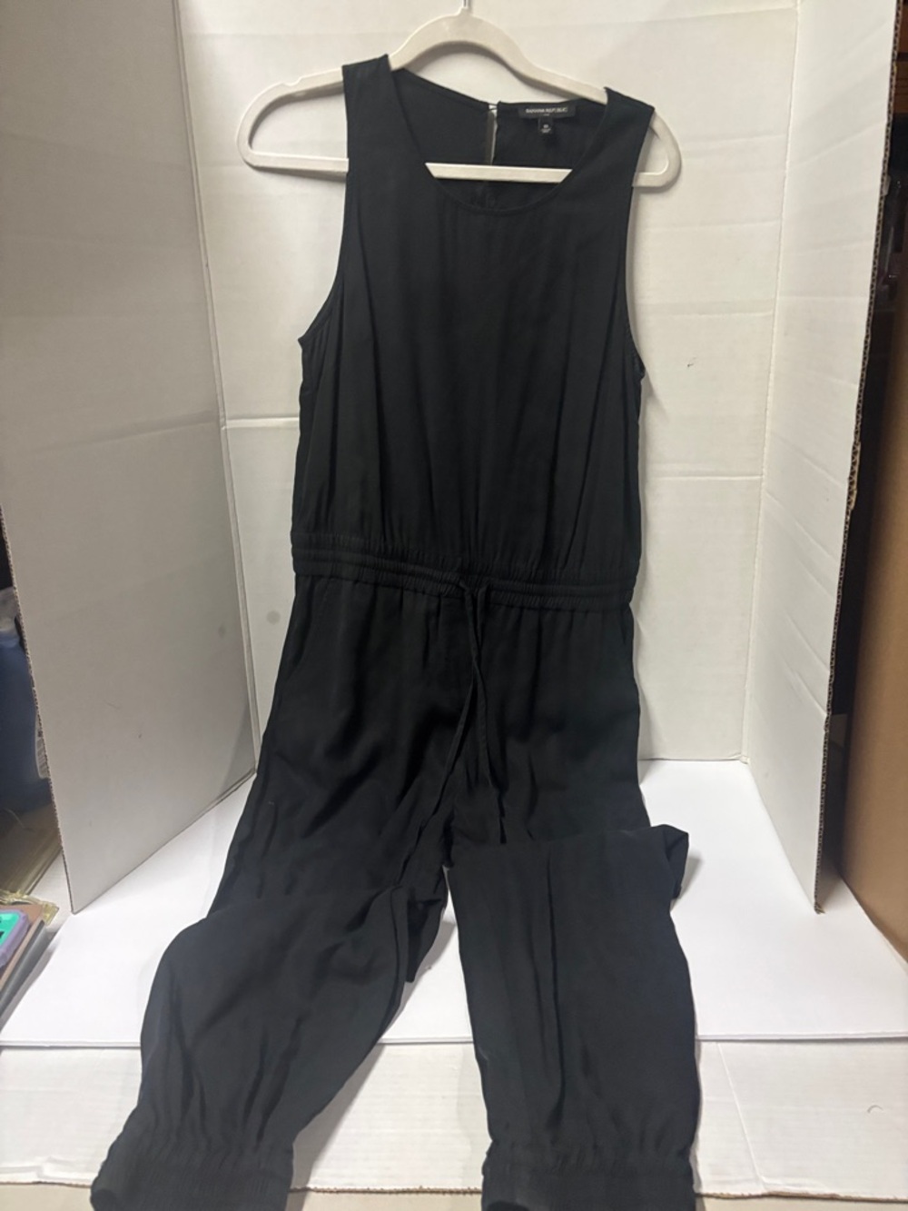 Banana Republic Black Sleeveless Drawstring Jumpsuit